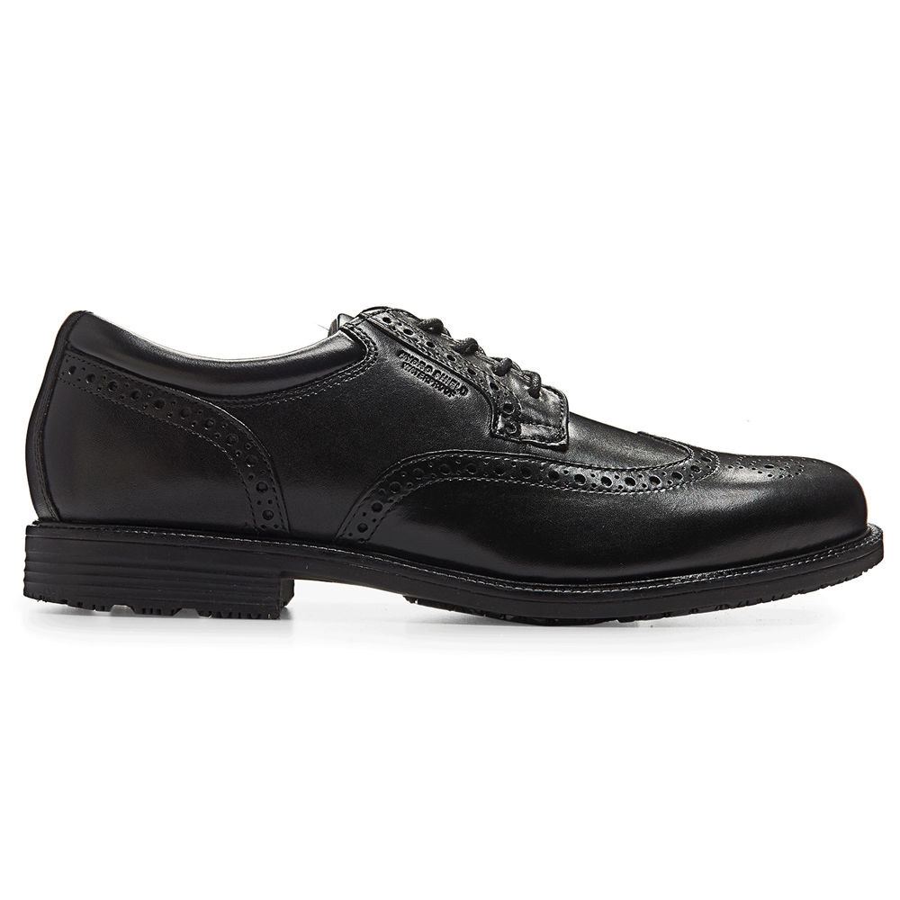 Rockport Mens Essential Details Waterproof Wingtip - Dress Shoes Black - OUK496832